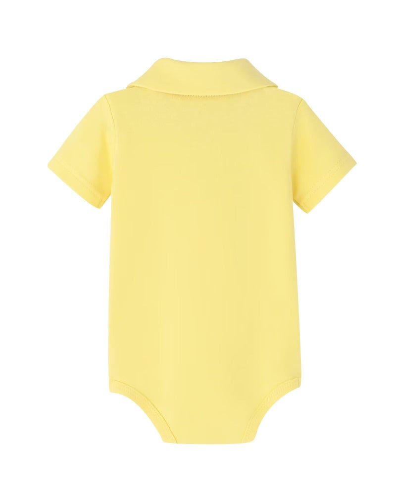 Teach Leanbh Baby Boys Pure Color Cotton Short Long Sleeve Polo Bodysuit 3-24 Months (Yellow, 6 Months) - Image 2